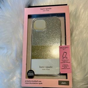 NWT Kate Spade Protective Hardshell Case for iPhone 13 - Glitter Block White